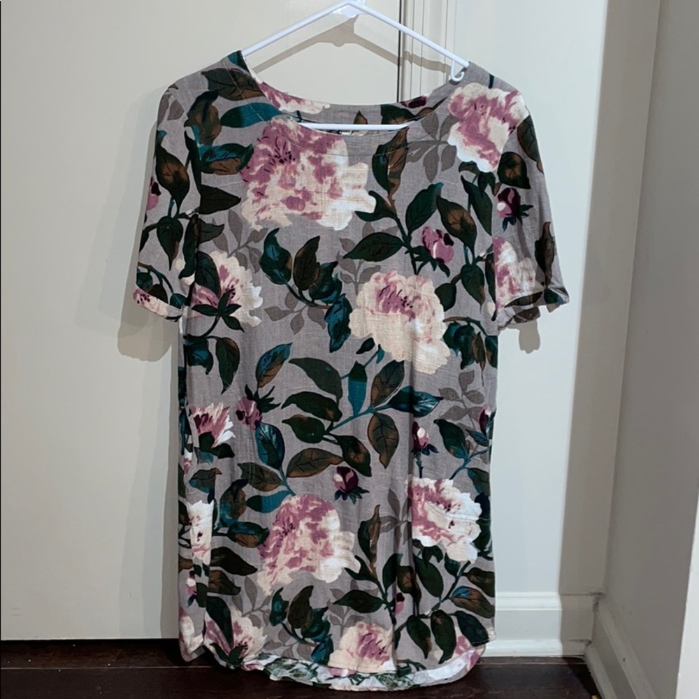 NWOT Floral Linen T-Shirt Dress